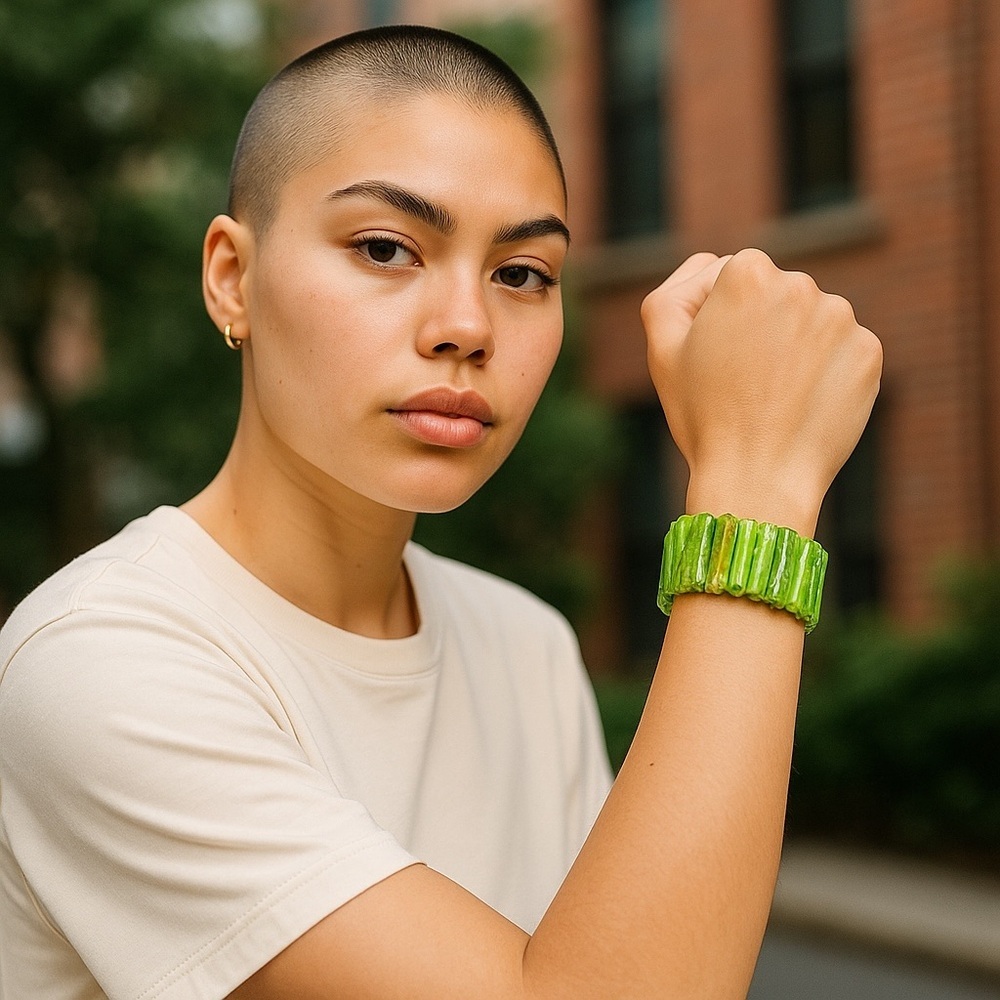 Lime Green Stretch Acrylic Bracelets
